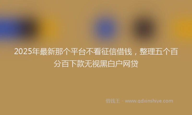2025年最新那个平台不看征信借钱，整理五个百分百下款无视黑白户网贷