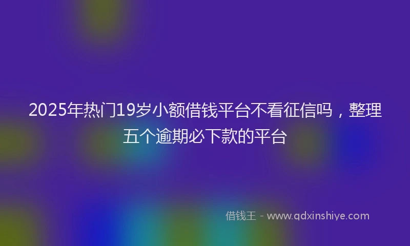 2025年热门19岁小额借钱平台不看征信吗，整理五个逾期必下款的平台