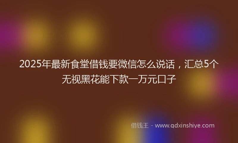 2025年最新食堂借钱要微信怎么说话，汇总5个无视黑花能下款一万元口子