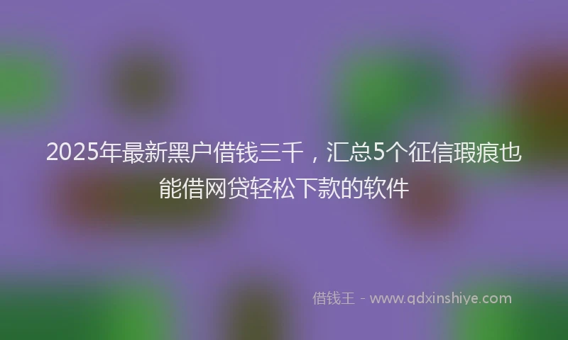2025年最新黑户借钱三千，汇总5个征信瑕疵也能借网贷轻松下款的软件
