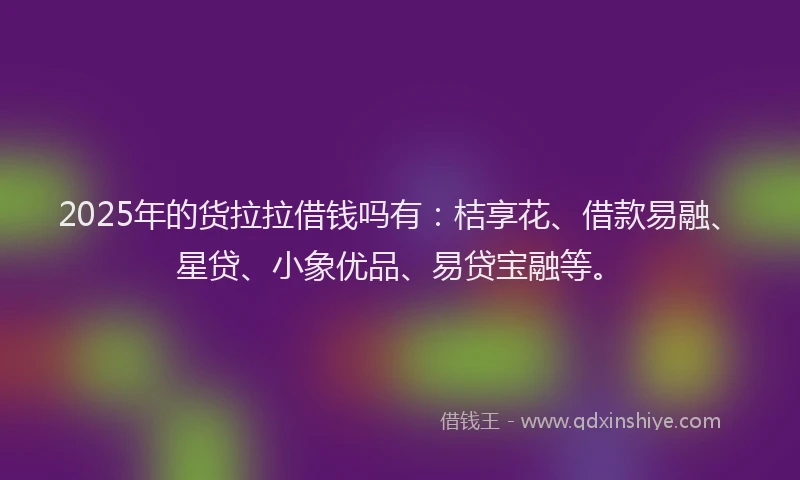 2025年的货拉拉借钱吗有：桔享花、借款易融、星贷、小象优品、易贷宝融等。