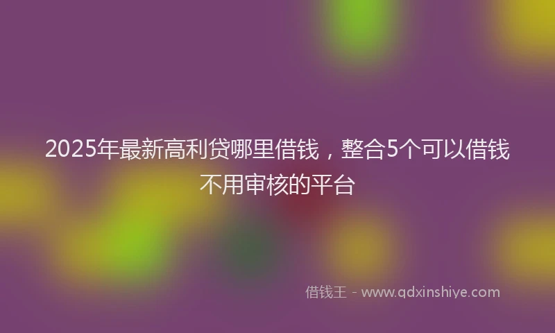 2025年最新高利贷哪里借钱，整合5个可以借钱不用审核的平台