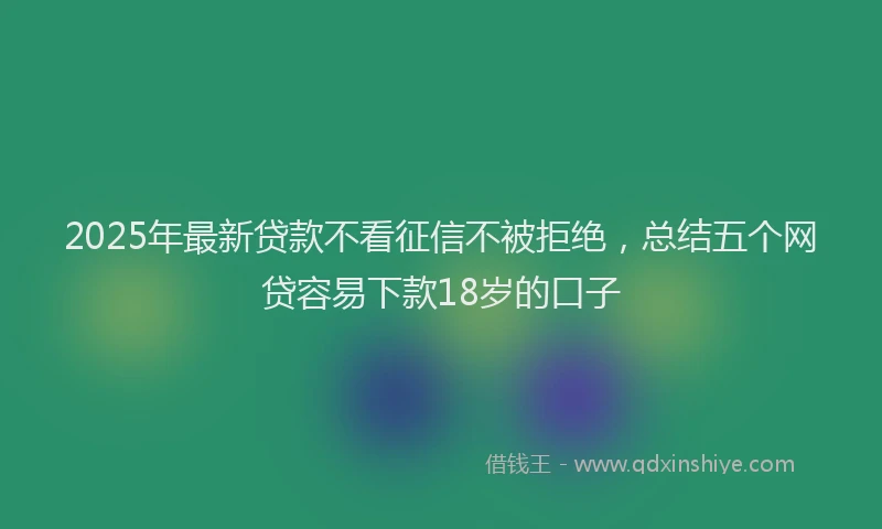 2025年最新贷款不看征信不被拒绝，总结五个网贷容易下款18岁的口子