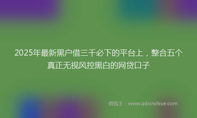 2025年最新黑户借三千必下的平台上，整合五个真正无视风控黑白的网贷口子