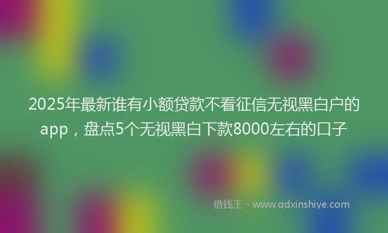 2025年最新谁有小额贷款不看征信无视黑白户的app，盘点5个无视黑白下款8000左右的口子