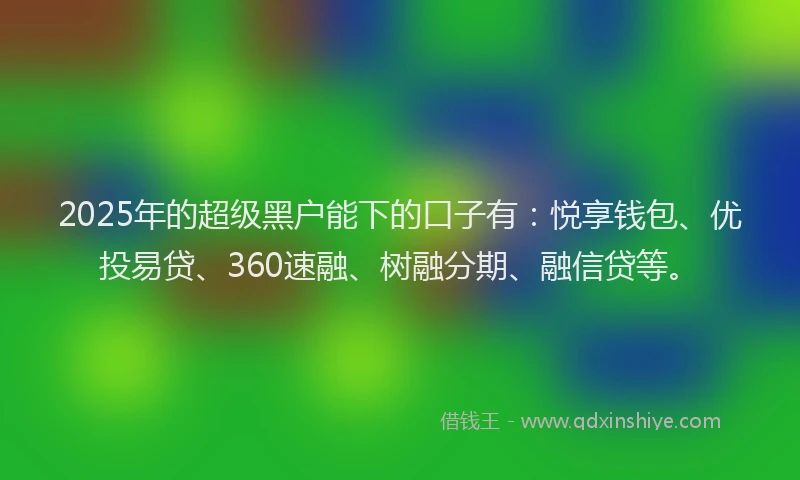 2025年的超级黑户能下的口子有：悦享钱包、优投易贷、360速融、树融分期、融信贷等。