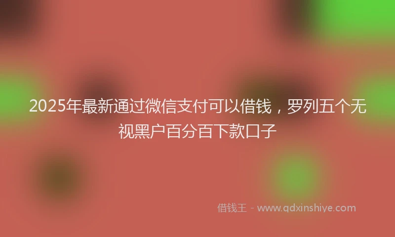 2025年最新通过微信支付可以借钱，罗列五个无视黑户百分百下款口子