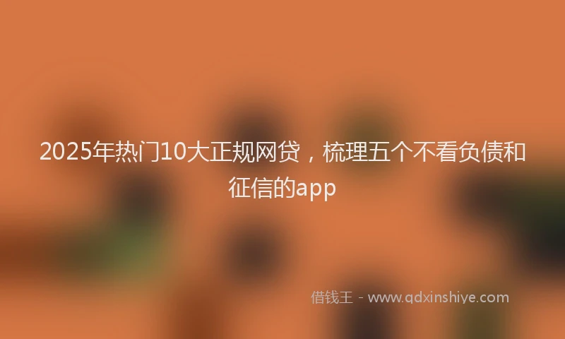 2025年热门10大正规网贷，梳理五个不看负债和征信的app