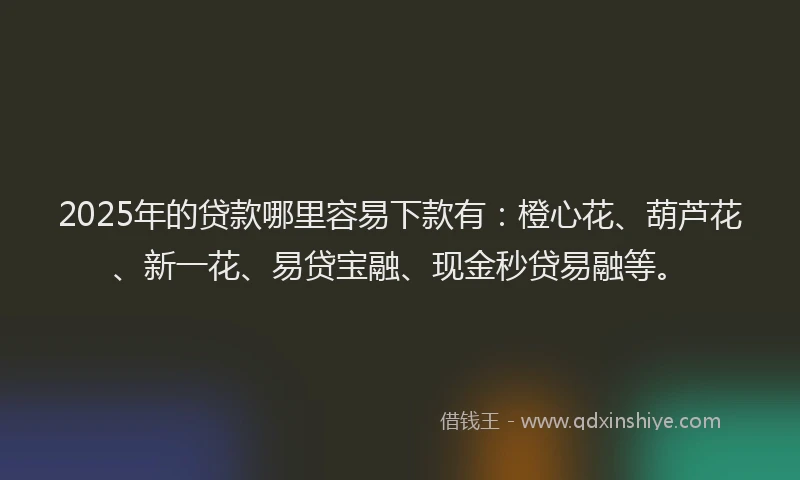 2025年的贷款哪里容易下款有：橙心花、葫芦花、新一花、易贷宝融、现金秒贷易融等。
