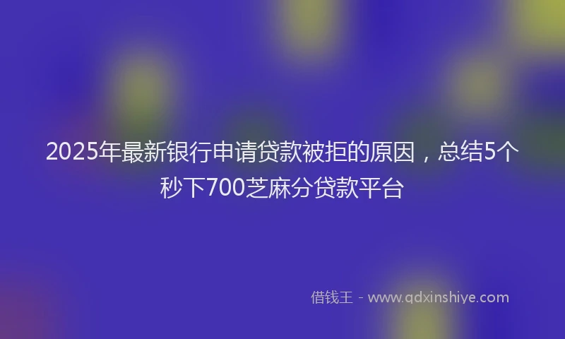 2025年最新银行申请贷款被拒的原因，总结5个秒下700芝麻分贷款平台