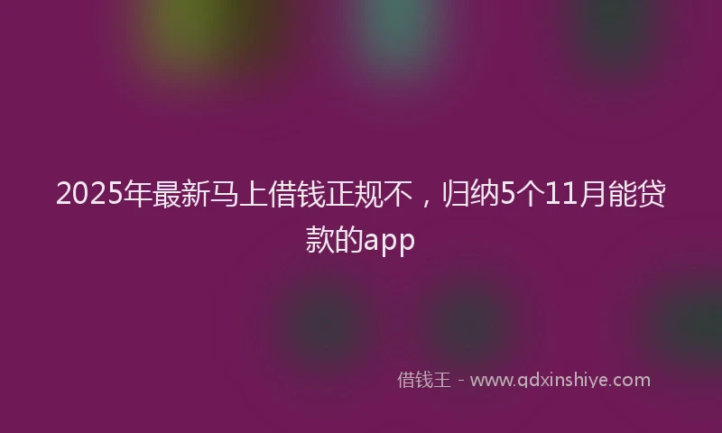 2025年最新马上借钱正规不，归纳5个11月能贷款的app