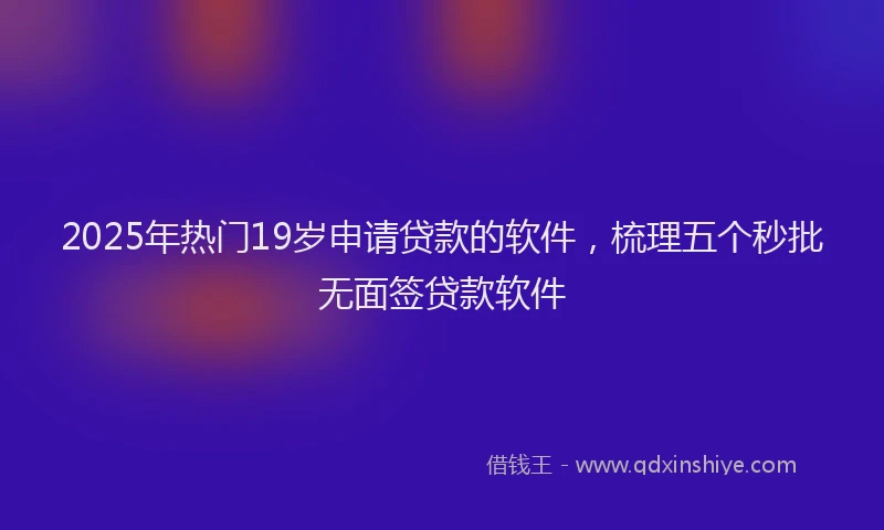 2025年热门19岁申请贷款的软件，梳理五个秒批无面签贷款软件