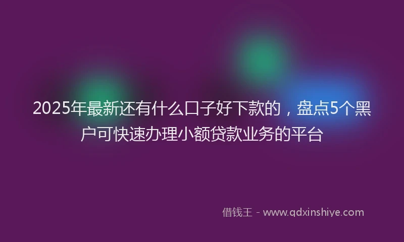 2025年最新还有什么口子好下款的，盘点5个黑户可快速办理小额贷款业务的平台