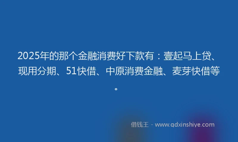 2025年的那个金融消费好下款有：壹起马上贷、现用分期、51快借、中原消费金融、麦芽快借等。