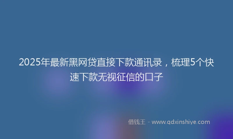 2025年最新黑网贷直接下款通讯录，梳理5个快速下款无视征信的口子