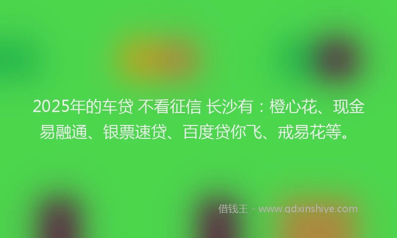 2025年的车贷 不看征信 长沙有：橙心花、现金易融通、银票速贷、百度贷你飞、戒易花等。