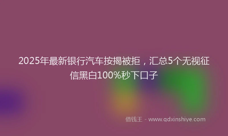 2025年最新银行汽车按揭被拒，汇总5个无视征信黑白100%秒下口子