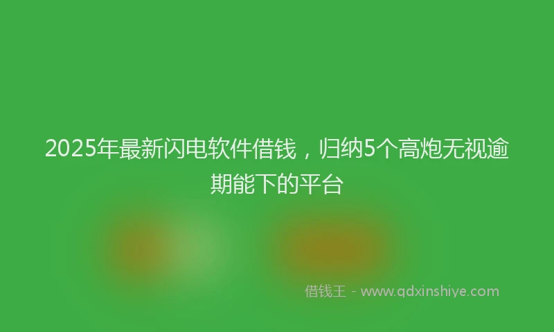 2025年最新闪电软件借钱，归纳5个高炮无视逾期能下的平台