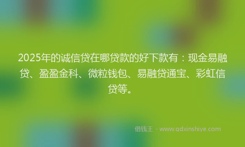 2025年的诚信贷在哪贷款的好下款有：现金易融贷、盈盈金科、微粒钱包、易融贷通宝、彩虹信贷等。