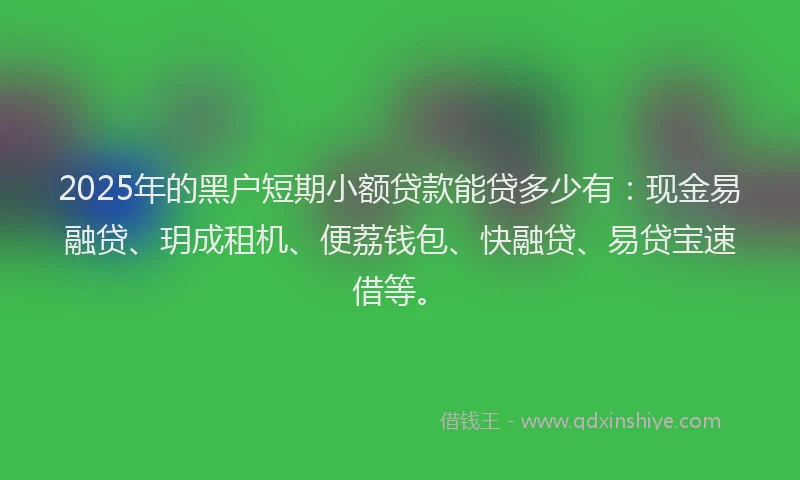 2025年的黑户短期小额贷款能贷多少有：现金易融贷、玥成租机、便荔钱包、快融贷、易贷宝速借等。