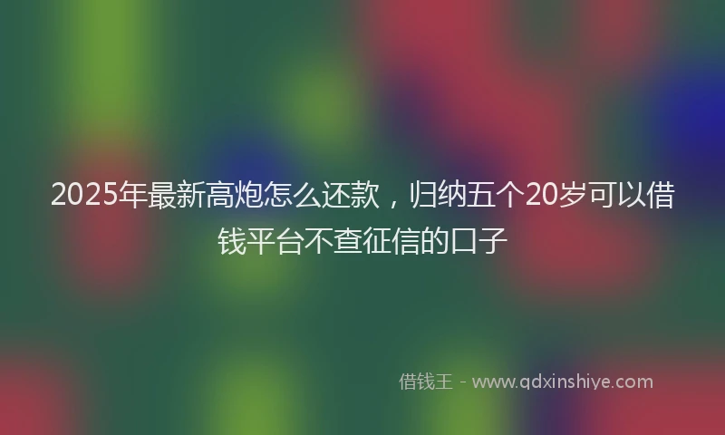 2025年最新高炮怎么还款，归纳五个20岁可以借钱平台不查征信的口子