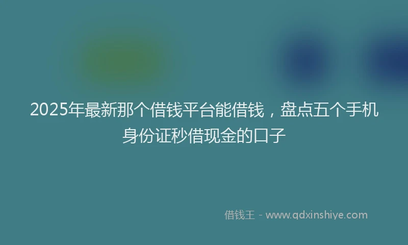 2025年最新那个借钱平台能借钱，盘点五个手机身份证秒借现金的口子