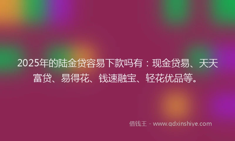 2025年的陆金贷容易下款吗有：现金贷易、天天富贷、易得花、钱速融宝、轻花优品等。