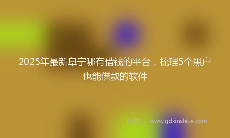 2025年最新阜宁哪有借钱的平台，梳理5个黑户也能借款的软件