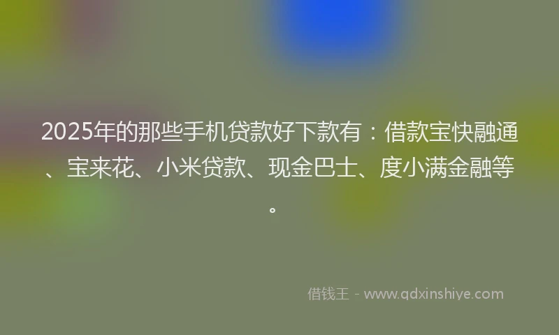 2025年的那些手机贷款好下款有：借款宝快融通、宝来花、小米贷款、现金巴士、度小满金融等。