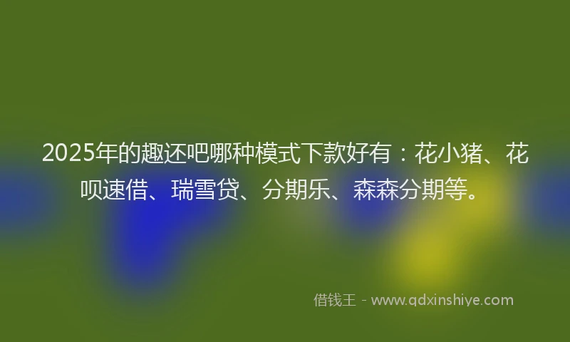 2025年的趣还吧哪种模式下款好有：花小猪、花呗速借、瑞雪贷、分期乐、森森分期等。