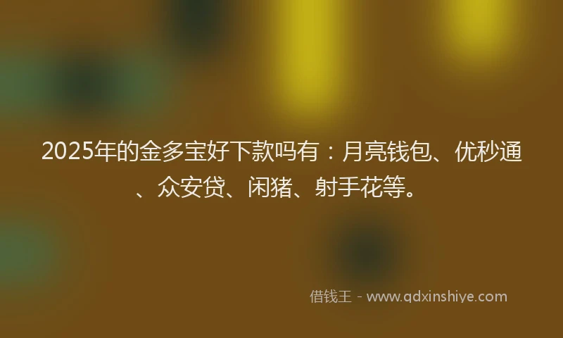 2025年的金多宝好下款吗有：月亮钱包、优秒通、众安贷、闲猪、射手花等。