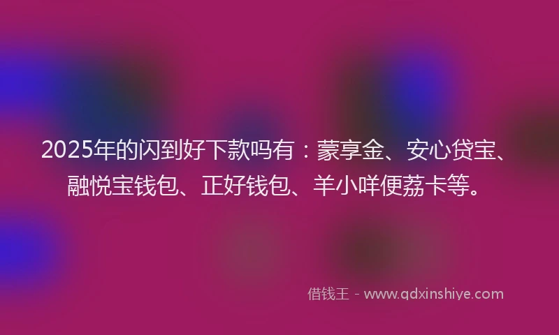 2025年的闪到好下款吗有：蒙享金、安心贷宝、融悦宝钱包、正好钱包、羊小咩便荔卡等。