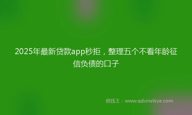 2025年最新贷款app秒拒，整理五个不看年龄征信负债的口子