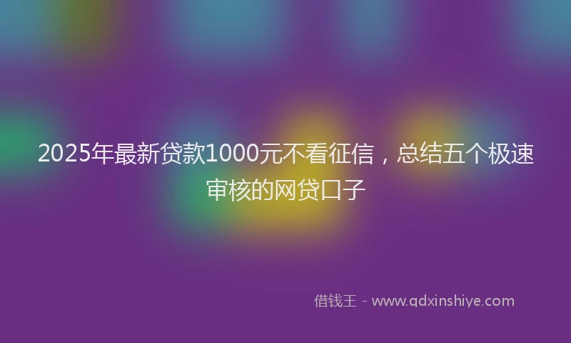 2025年最新贷款1000元不看征信，总结五个极速审核的网贷口子