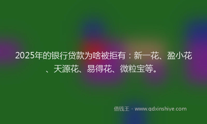 2025年的银行贷款为啥被拒有：新一花、盈小花、天源花、易得花、微粒宝等。