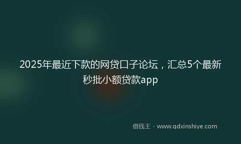 2025年最近下款的网贷口子论坛，汇总5个最新秒批小额贷款app