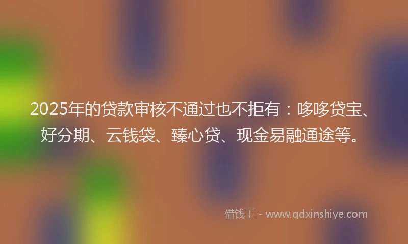 2025年的贷款审核不通过也不拒有：哆哆贷宝、好分期、云钱袋、臻心贷、现金易融通途等。