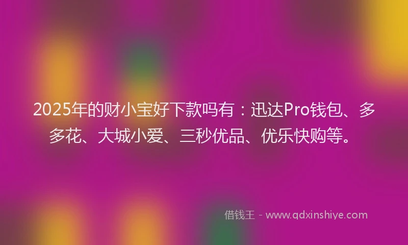 2025年的财小宝好下款吗有：迅达Pro钱包、多多花、大城小爱、三秒优品、优乐快购等。