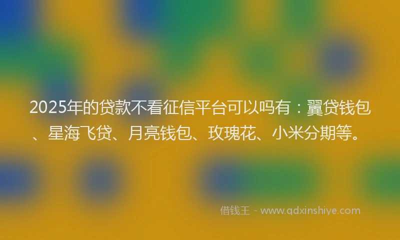 2025年的贷款不看征信平台可以吗有：翼贷钱包、星海飞贷、月亮钱包、玫瑰花、小米分期等。