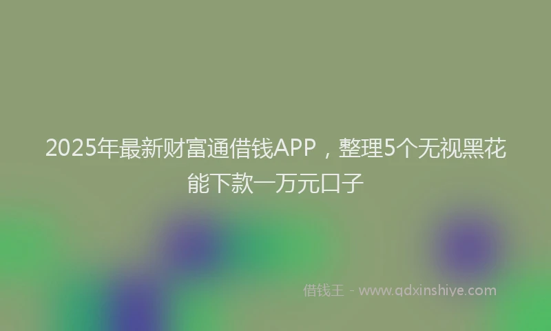 2025年最新财富通借钱APP，整理5个无视黑花能下款一万元口子