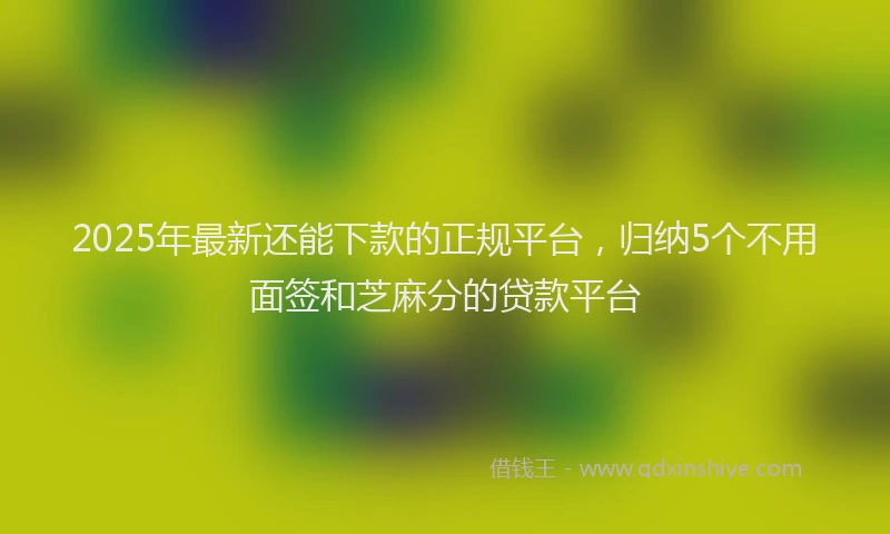2025年最新还能下款的正规平台，归纳5个不用面签和芝麻分的贷款平台
