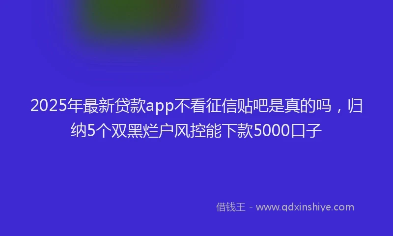 2025年最新贷款app不看征信贴吧是真的吗，归纳5个双黑烂户风控能下款5000口子