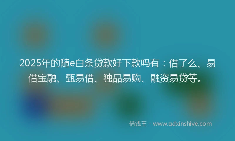 2025年的随e白条贷款好下款吗有：借了么、易借宝融、甄易借、独品易购、融资易贷等。