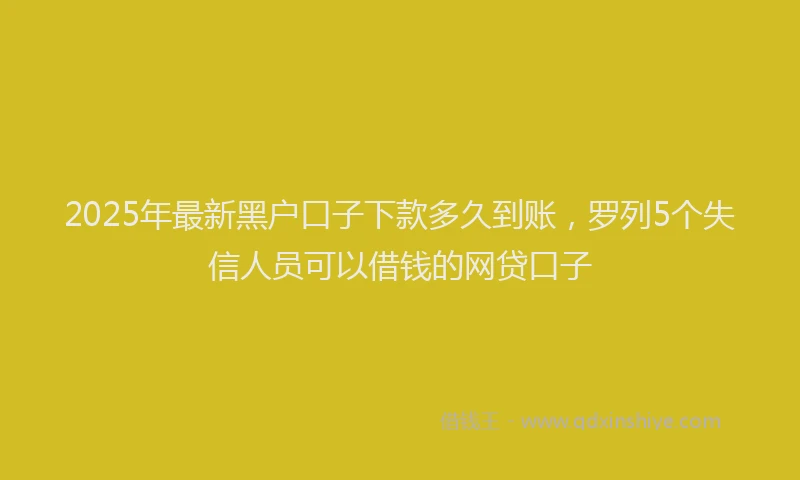 2025年最新黑户口子下款多久到账，罗列5个失信人员可以借钱的网贷口子