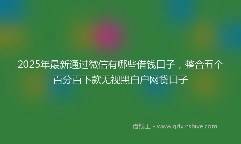 2025年最新通过微信有哪些借钱口子，整合五个百分百下款无视黑白户网贷口子