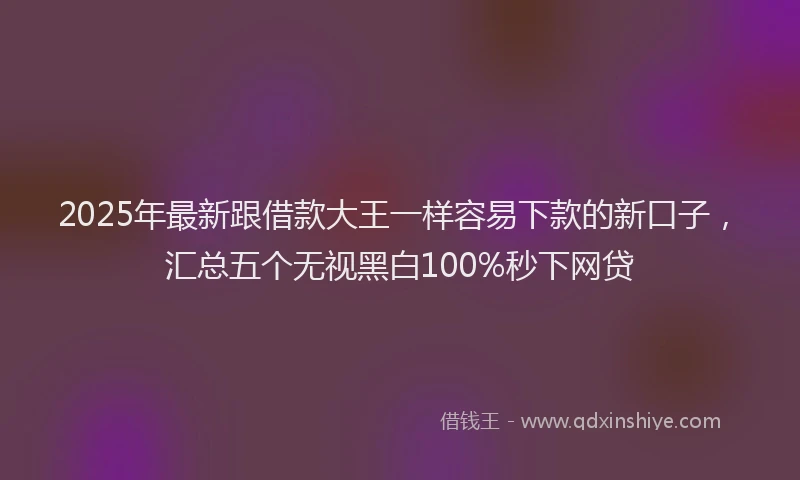 2025年最新跟借款大王一样容易下款的新口子，汇总五个无视黑白100%秒下网贷