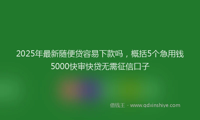 2025年最新随便贷容易下款吗，概括5个急用钱5000快审快贷无需征信口子