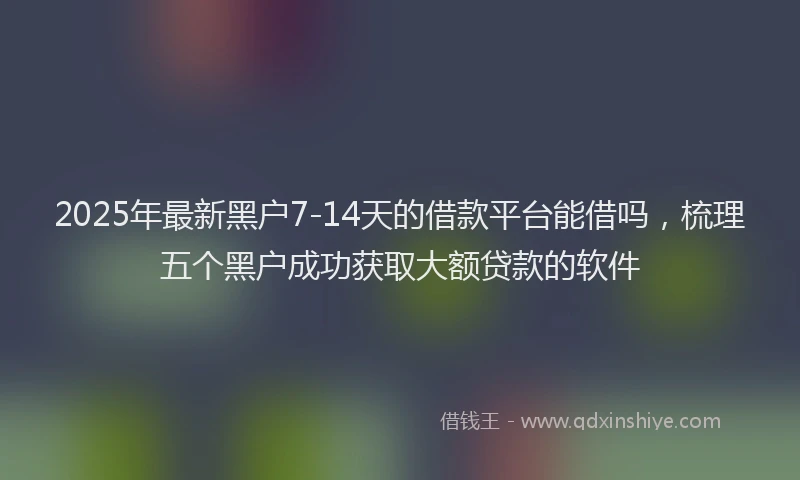2025年最新黑户7-14天的借款平台能借吗，梳理五个黑户成功获取大额贷款的软件