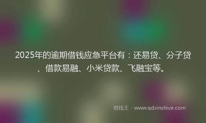 2025年的逾期借钱应急平台有：还易贷、分子贷、借款易融、小米贷款、飞融宝等。