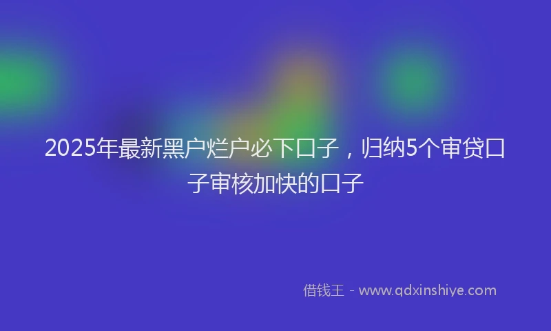 2025年最新黑户烂户必下口子，归纳5个审贷口子审核加快的口子